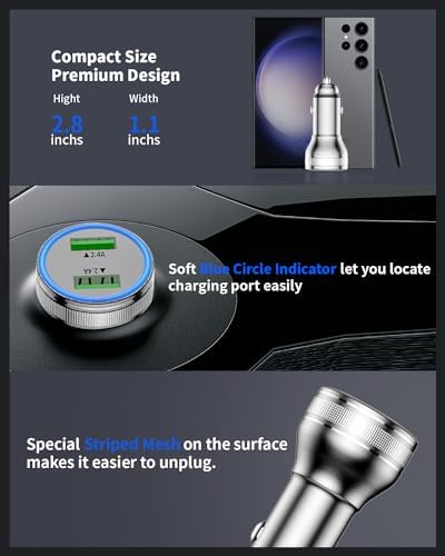 Dual-Port 24 W Fast Charging USB Car Charger – Universal Compatibility for i Phone, Samsung Galaxy, and Android Devices – Compact 4.8 A Power Adapter for On-the-Go Charging – Safe, Reliable Cigarette Lighter Charger Perfect for Families and Road Trips