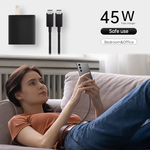 Experience Lightning-Fast Charging with the 45 W Samsung USB-C Power Duo – Optimized for Galaxy S24, S23, S22, Note 20/10+ | Includes 6 FT High-Quality Cable | Compact, Travel-Ready Design | Advanced Overheat Protection for Safe, Reliable Power