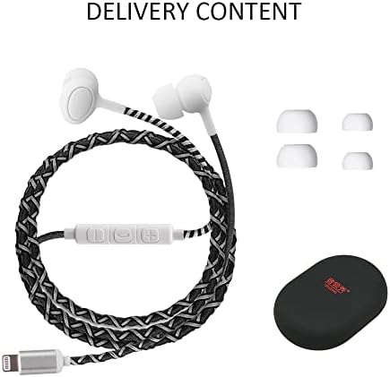 URIZONS Vibrant Nylon Braided Wired Earbuds – Tangle-Free In-Ear Headphones Compatible with i Phone 7, 8, 11-14 – Enhanced Sound Clarity and Comfort for Ultimate Audio Experience