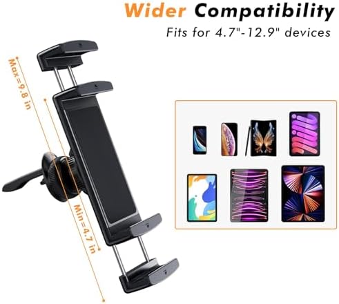 Universal 360-Degree Rotatable Car Phone Holder – Air Vent Mount for i Phone, Android & Tablets (4.7-12.9”) – Enhanced Stability & Hands-Free Convenience for Safe Driving & Navigation – Sleek Design for Optimal Compatibility