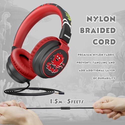 MIDOLA Kids Over-Ear Headphones: Safe Audio Experience with Noise Limitation, Foldable & Travel-Friendly Design, Custom Volume Control (85/110 d B), Built-In Microphone, and AUX Compatibility for School, Gaming, and Family Adventures in Sleek Black