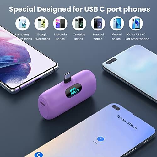 Ultra-Compact 5000 m Ah Power Bank – High-Speed USB-C Mini Portable Charger with LCD Display, Perfect for i Phone 16/15 Series & Android Devices – Lightweight Battery Pack for Travel and Daily Use, Enhanced Compatibility & Fast Charging Solutions