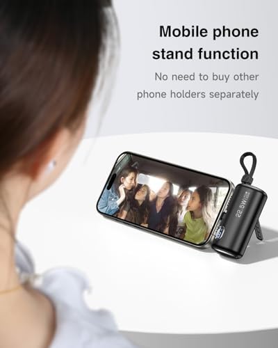Compact 5000 m Ah Mini Power Bank with Integrated Foldable USB-C Connector – 22.5 W Fast Charging Portable Charger for i Phone 16/15/14/13/12/11, Samsung, Huawei, i Pad & More – Ultimate Solution for On-the-Go Power and Convenience