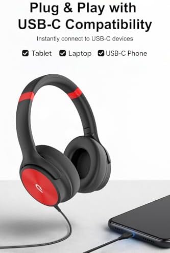 Elevate Your Audio Journey with Adoope’s USB C Over-Ear Headphones – Hi-Fi Stereo Sound & Noise Isolation for Ultimate Comfort – Compatible with i Phone 15/16, Samsung Galaxy S24/S23, and All Type-C Devices in Vibrant Purple – Experience Unmatched Sound Quality and Fashionable Design for Music Lovers