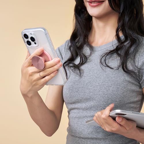 Stylish Dusty Rose Magnetic Phone Grip & Stand for i Phone Mag Safe – Secure Pop Socket with Kickstand for Effortless Hands-Free Viewing and Seamless Wireless Charging – Enhance Your Mobile Experience with Chic Functionality and Personalization Options