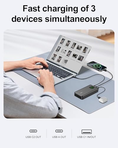 Ultra-Fast 65 W Power Bank – 25000 m Ah Triple-Port Laptop Charger for Mac Book, i Phone 15/16 & Samsung Galaxy – Rapid Charging for Travel, Emergency Backup & Outdoor Adventures – High-Capacity Portable Charger with Enhanced Compatibility, Share Power with Up to Three Devices Simultaneously, Ideal for Business Professionals and Gamers – Industry-Leading Support Included
