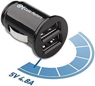 Sleek 2-Pack Dual USB Car Charger for Fast Device Charging – Cable Matters 4.8 A 24 W Flush Mount Adapter for Smartphones & Tablets – Compact Design with Enhanced Safety Features for Effortless Travel Power
