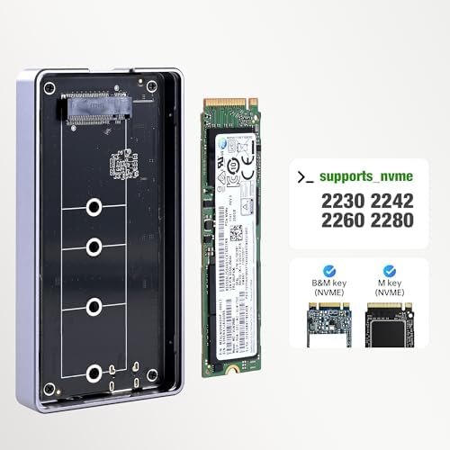 Ultra-Thin Tool-Free NVMe Enclosure for M.2 SSDs – 40 Gbps Thunderbolt 4 & USB 4 Compatible, Fanless Aluminum Design for Ultimate Portability and Speed, Ideal for Gamers and Professionals
