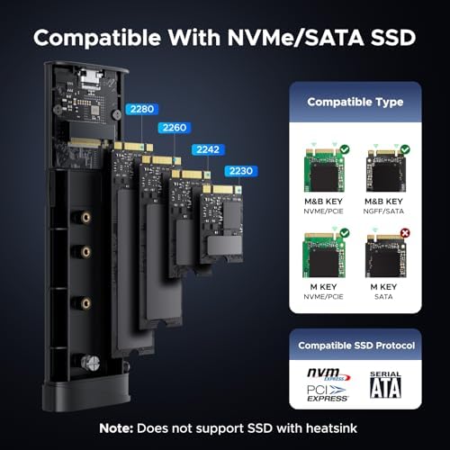 Ultra-Fast UGREEN 20 Gbps M.2 NVMe SATA SSD Enclosure – 8 TB USB C External Adapter for M/B+M Key SSDs | Lightning-Speed Data Transfer with USB 3.2 Gen2 | Perfect for Gamers and Professionals Seeking Optimal Performance and Reliability