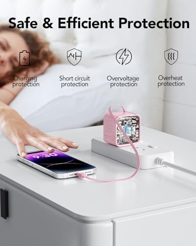 Revolutionary 35 W PD Fast Charging Retractable Wall Charger with Built-in Type-C Cable & USB Port – Ultra-Compact, Foldable Design Ideal for i Phone 16/15, Galaxy S25, and Pixel Devices – Unmatched Portability and Device Safety for Dynamic Lifestyles