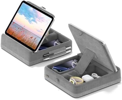 KDD Multifunctional Tablet Pillow Stand – Adjustable Foldable i Pad Holder for Bed, Lap, and Desk with Soft Pad Dock and Stylus Storage – Compatible with i Pad Pro (12.9, 10.5, 11), Air, Mini, Phones, and Books – Ultimate Comfort and Versatility for Hands-Free Use