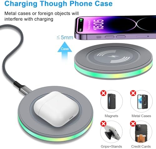 High-Speed 15 W Samsung Wireless Charging Pad for Galaxy S25 Ultra, S24 Ultra, S23 FE, S22, S21, S20 FE, Plus i Phone 16, 15, 14 Pro Max & Google Pixel 9 Pro XL – Ultimate Fast Charging Station with Enhanced Device Compatibility and Safety Features