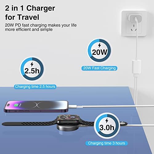 Ultimate 3-in-1 Fast Charging Cable for Apple Devices – 20 W USB-C Charger with 6 FT Length for Seamless Compatibility with Apple Watch Ultra2/SE/10/9/8/7/6/5/4/3 & i Phone 15/16 Pro Max/14/13/12/11 – Elegant White Design for Effortless Organization and Rapid Charging Efficiency