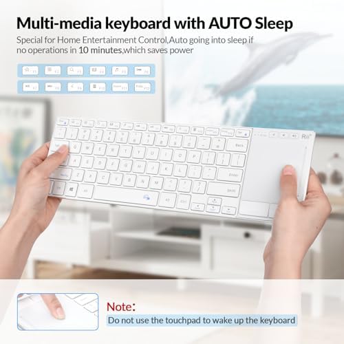 Transform Your Workspace with the Rii Ultra-Slim Wireless Bluetooth Keyboard – Multi-Device Rechargeable Stainless Steel Design with Multi-Touch Touchpad for Seamless PC, Mac, and Laptop Connectivity – Ergonomic, Durable, and Stylish for Effortless Typing and Navigation