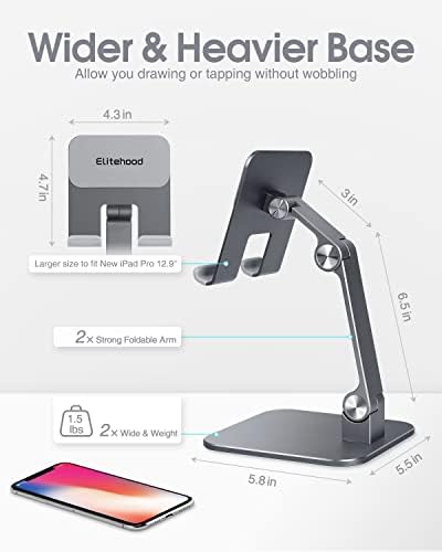 Revolutionize Your Workspace with the elitehood Aluminum i Pad Stand – Ultra-Stable, Adjustable Tablet Holder for Home & Office, Compatible with i Pad Pro 12.9, i Pad Air, Mini 6/5/4/3 in Sleek Black – Enhance Comfort & Productivity Effortlessly