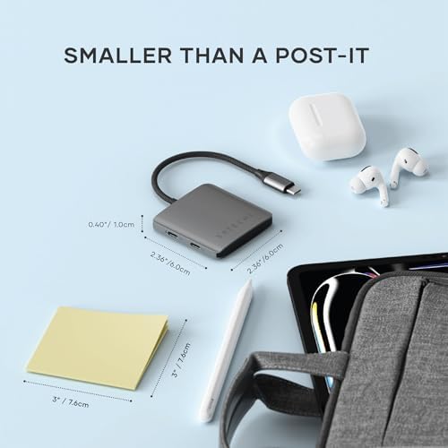 Satechi 4-in-1 USB-C Hub: Ultimate 10 Gbps Data Transfer & 100 W Pass-Through Charging for Mac Book, i Pad, i Phone, Surface, Chromebook – The Perfect On-the-Go Connectivity Solution for Professionals Seeking Efficiency and Style