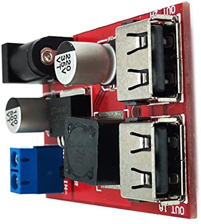 DEVMO 2-Pack Dual USB Adjustable Voltage Regulator – High-Efficiency LM2596 Step-Down Buck Converter for Solar and Automotive Use – 3 A Output for Reliable Charging at 5 V from 9 V, 12 V, 24 V, 36 V Inputs – Versatile Power Supply Module for Modern Electronics