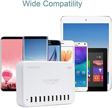 High-Power USB Charging Station 120 W 24 A 10-Port Hub – Fast Multi-Device Charger for i Phone, i Pad, and Samsung Galaxy – Enhanced Speed & Safety Features for Home or Office Use