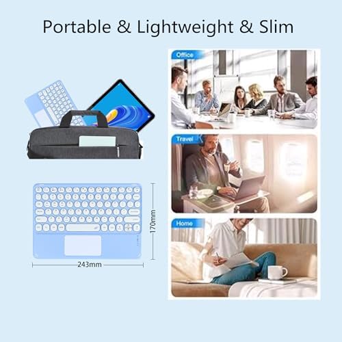 Portable Wireless Bluetooth Keyboard with Touchpad – 10-Inch Rechargeable Slim Design for i Pad Pro, Air, Mini & More | Stylish Purple Finish for Enhanced Productivity on i OS, Android & Windows Devices