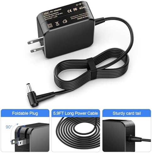Lenovo 45 W Universal Laptop Charger – Fast Charging AC Adapter for Ideapad, Yoga, Flex Series – 100% Compatible with Models 1, 3, 5, 310, 320, 330, 510 – Enhanced Safety Features with FCC & Ro HS Certification – Ideal for Home and Office Use – 12-Month Warranty – Reliable Replacement for Original Lenovo Power Adapter
