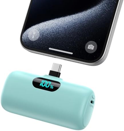 Ultra-Compact 5000 m Ah USB-C Power Bank – Fast Charging Mini Portable Charger with Built-in Connector & LCD Display – Perfect for i Phone 15, i Pad Pro, and Android Devices – Lightweight and Travel-Friendly Power Solution for On-the-Go Connectivity