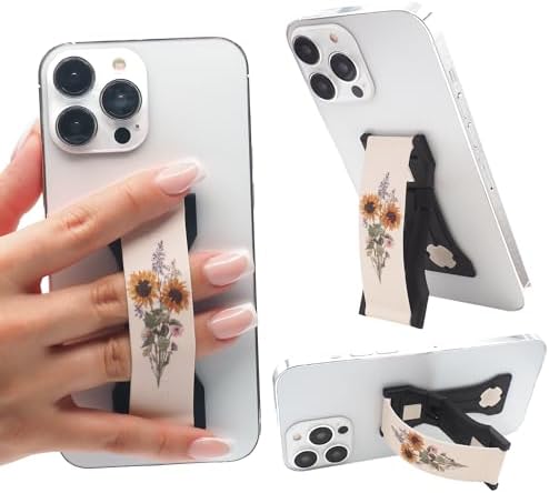 Upgrade Your Smartphone Handling with LOVEHANDLE PRO Premium Phone Grip – Vibrant Daisy Print – Multi-Functional Silicone Strap, Magnetic Mount & Kickstand for Effortless Device Management and Hands-Free Viewing Experience – Ideal for Stylish Mobile Use