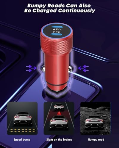 Fast Charge Dual USB-C Car Charger for i Phone 16/16 Pro Max/15 with Braided Nylon Cable – High-Speed PD3.0 Adapter for Convenient On-the-Go Charging – Durable, Compact Design for i Pad Compatibility – Tangle-Free Solution for Everyday Use – Essential Road Trip Companion