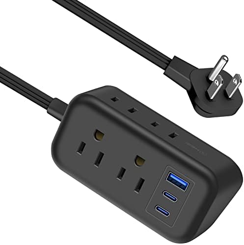 Cruise Ship Power Solutions: 30 W USB C Travel Power Strip with 5 Ft Flat Extension Cord, 4 Outlets & 3 USB Ports (2 USB-C) – Compact, Lightweight Design for Seamless Charging on Cruises and Beyond