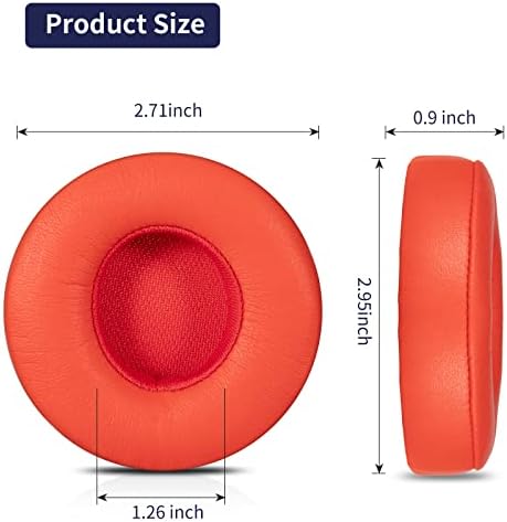Damex Premium Thickened Replacement Ear Pads for Beats Solo 2/3 Wireless Headphones – Comfortable Red Earpads with Enhanced Sound Isolation and Easy Installation for Ultimate Listening Experience