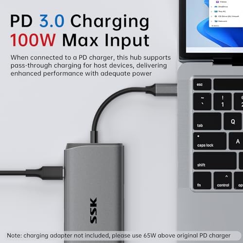 Unlock Ultimate Connectivity with the SSK 10-in-1 USB C Hub: High-Speed 10 Gbps Data Transfer, Stunning 4 K HDMI Output, Ethernet Stability & 100 W Power Delivery – The Ideal Multiport Adapter for Mac Books, Laptops, and On-the-Go Professionals! Experience Unmatched Performance, Effortless Organization, and Sleek Style to Transform Your Workspace Today!
