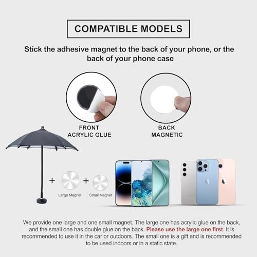 Ultimate Magnetic Umbrella Phone Stand for Outdoor Use – Adjustable Sun Shade Shield for i Phone 16/15/14/13/12 Pro Max, Samsung & Google Devices – Detachable Ring Grip for Enhanced Control – Heat-Resistant Design for Durability – Effortless Magnetic Setup – Car Mount Compatible – Elevate Your Mobile Experience in the Sun