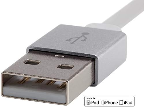 Monoprice 112958 Certified Flat Lightning to USB Cable – 4 ft Gray | Enhanced Durability and High-Speed Sync for i Phone & i Pad | Tangle-Free Design for Home, Office, and Travel | Compatible with i Phone Models X, 8, 7, 6, 5 S & i Pad Pro | Reliable Charging Accessory for Everyday Use