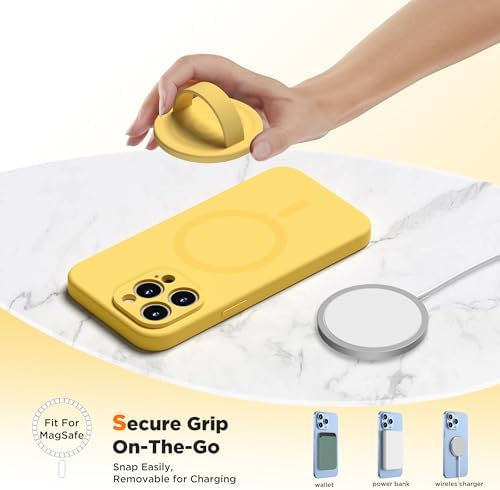 Upgraded Magnetic Phone Grip for i Phone: Premium Silicone Loop Holder with Mag Safe Compatibility – Ergonomic 360-Degree Stand, Non-Slip Design in Sleek Black for Enhanced Comfort and Secure Handling on i Phone 16/15/14/13/12 Pro Max/Plus