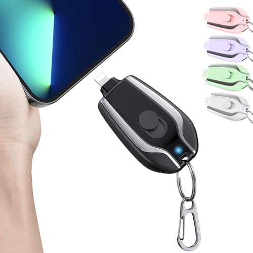 Compact Keychain Portable Charger – 2200 m Ah Emergency Power Bank for i Phone 14/13/12/11/XS/XR/8/7/6 Series – Ultra-Lightweight Fast Charging Battery Pack with Pass-Through Function and Multi-Protection Features – Ideal for On-the-Go Power Backup – White