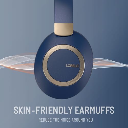 Discover Superior Sound with LORELEI B-C6 Wireless Over-Ear Headphones – 50-Hour Playtime, Lightweight & Ergonomic Design, Enhanced Deep Bass for Ultimate Audio Immersion, Built-In Microphone for Seamless Calls, and Plush Memory Foam Earmuffs for All-Day Comfort at Home or On-the-Go (Beige White)