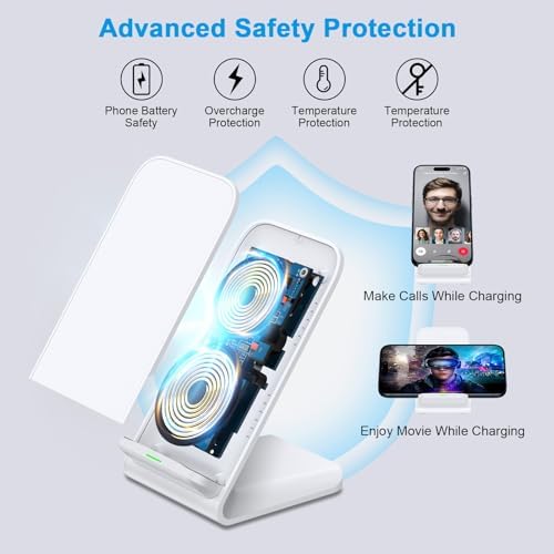 Dual-Pack 15 W Fast Wireless Charger Stand for Samsung Galaxy S23-S25 & Google Pixel 7 a-9 Pro XL – Sleek, Efficient Charging Station with Enhanced Safety Features and Universal Compatibility