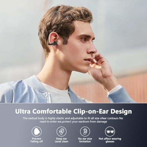 TANFESO Open Ear Bone Conduction Headphones – Ultra-Lightweight Bluetooth 5.3 Sport Earbuds with 60-Hour Playtime and IPX7 Waterproof Rating for Active Lifestyles – Perfect for Runners and Fitness Buffs – Hands-Free Calling and Secure Fit in Black