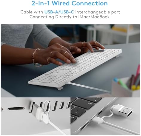Sleek All-Aluminum Wired Keyboard for Mac – Full-Size USB-A & USB-C Connectivity, Ergonomic Design with Numeric Keypad for Enhanced Productivity on i Mac, Mac mini, Mac Book Pro & Air – Perfect Blend of Style and Functionality for Apple Users