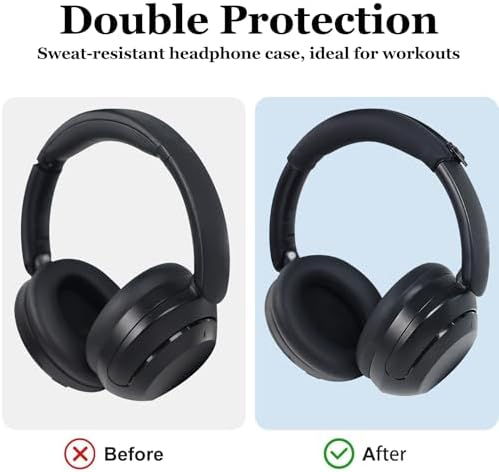 Adhiper Silicone Headphone Protector for Sony WH-1000 XM4, WH-XB910 N, WH-CH720 N, WH-ULT900 N – Enhanced Comfort & Sweat-Resistant Shield for Audiophiles – Premium Black Accessory for Ultimate Durability and Style