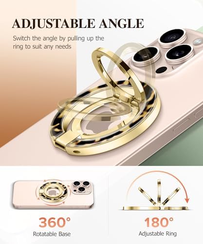 GVIEWIN Magnetic Phone Ring Holder, Compatible with MagSafe Phone Grip with Adjustable Stand, Magnet Phone Ring Kickstand for iPhone 16 Pro Max/Plus/15/14/13/12 Series/Other Phones (Purple) – Enhanced Compatibility and Speed