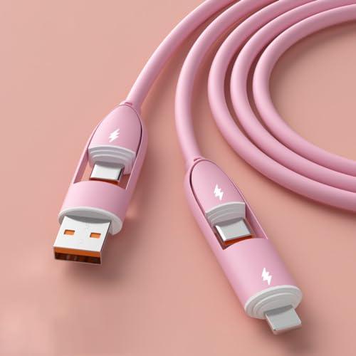 Transform Your Charging Essentials with the Versatile 4-in-1 USB C Cable – 100 W Rapid Power Delivery, Effortless Data Transfer, and Liquid Silicone Durability for i Phone 15 Series and Beyond, 3.3 ft Length with Built-in LED Indicator for Nighttime Use, Ideal for Home, Office, or Travel Adventures