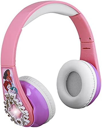 Enchanting Disney Princess Bluetooth Headphones for Kids – Wireless Adjustable Earphones with Built-In Mic and AUX for School, Travel, and Home – Safe Sound Experience for Young Listeners