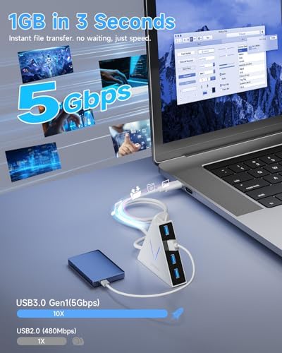 Elevate Your Connectivity with the Stylish Pink USB C Hub – 4 USB 3.0 Ports and 2 FT Extension Cables for Seamless Integration with i Pad Pro, Mac Book Pro, Surface & More – Ultimate Performance Meets Chic Design!