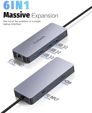 Enhance Your Digital Workflow with the Premium 6-Port USB-C Ethernet Hub – Unleash 10 Gbps Data Speeds, Stunning 4 K@60 Hz HDMI Output, and 100 W Power Delivery for Mac Book, Dell, Lenovo, i Phone 15 & Pro Max – Ideal for Professionals Seeking Seamless Connectivity and Versatile Performance!