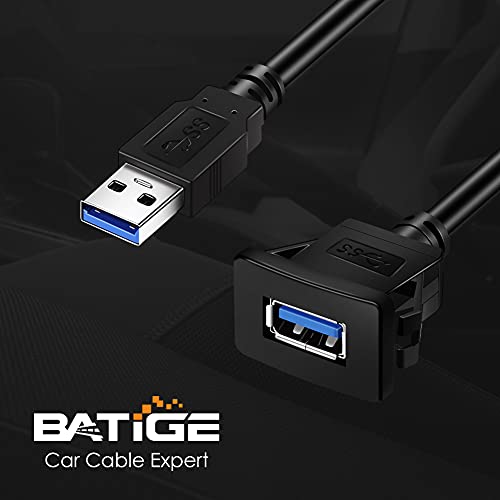 Elevate Your Dashboard Connectivity: BATIGE 5 Pack USB 3.0 Flush Mount Extension Cable – Waterproof, High-Speed, 3 ft USB Car Mount for Vehicles, Boats, and Motorcycles – Ideal for Effortless Device Charging and Data Transfer