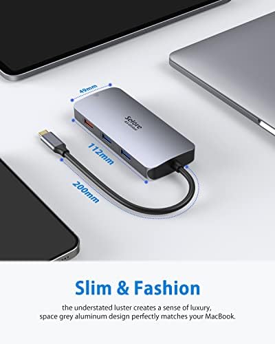 Ultimate 9-in-1 USB C Adapter for Mac Book Pro/Air – Versatile Dongle with 3 USB Ports, HDMI, RJ45 Ethernet, 100 W PD Charging, and SD/TF Card Reader – Unmatched Compatibility for Mac, Dell XPS, and Lenovo Think Pad – Boost Your Productivity and Streamline Your Workspace