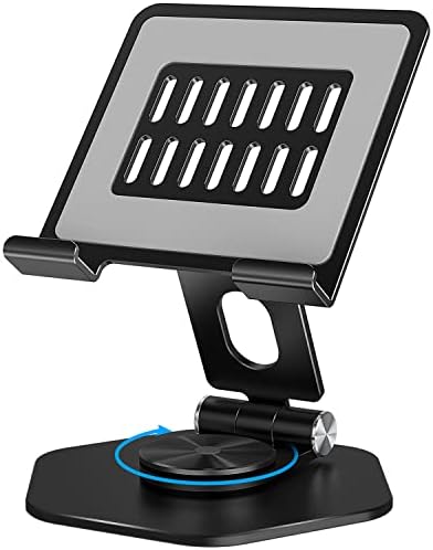 Premium 360° Swivel Tablet Stand for Desk – Adjustable Aluminum i Pad Holder with Rotating Base, Foldable Design for i Pad Pro (12.9/11/10.5/9.7) & All Tablets – Ultimate Comfort & Versatility in Grey Color