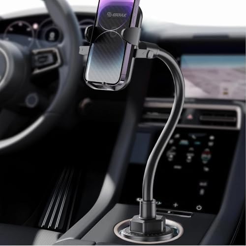 Esoulk Secure Grip 360° Rotating Car Phone Holder with Strong Suction Cup & Adjustable Long Arm – Universal Compatibility for i Phone, Samsung, Android & GPS – Enhanced Safety & Convenience for Drivers