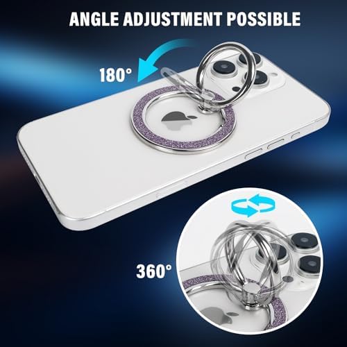 Glamorous Guppy Magnetic Phone Ring Holder – 360° Rotating Glitter Grip for i Phone 12-16 Pro Max – Stylish Mag Safe-Compatible Accessory for Enhanced One-Handed Control – Elevate Your Mobile Experience with Secure Stability and Chic Design