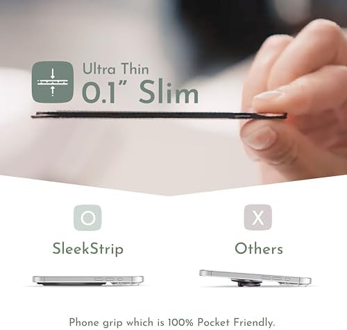Sleek Strip Ultra-Thin Phone Grip & Kickstand – Lightweight Finger Holder for i Phone & Android – Customizable Loop Design with Dual Viewing Angles – Pocket-Friendly, Strong Adhesive, and Stylish Color Options for Enhanced Mobile Experience